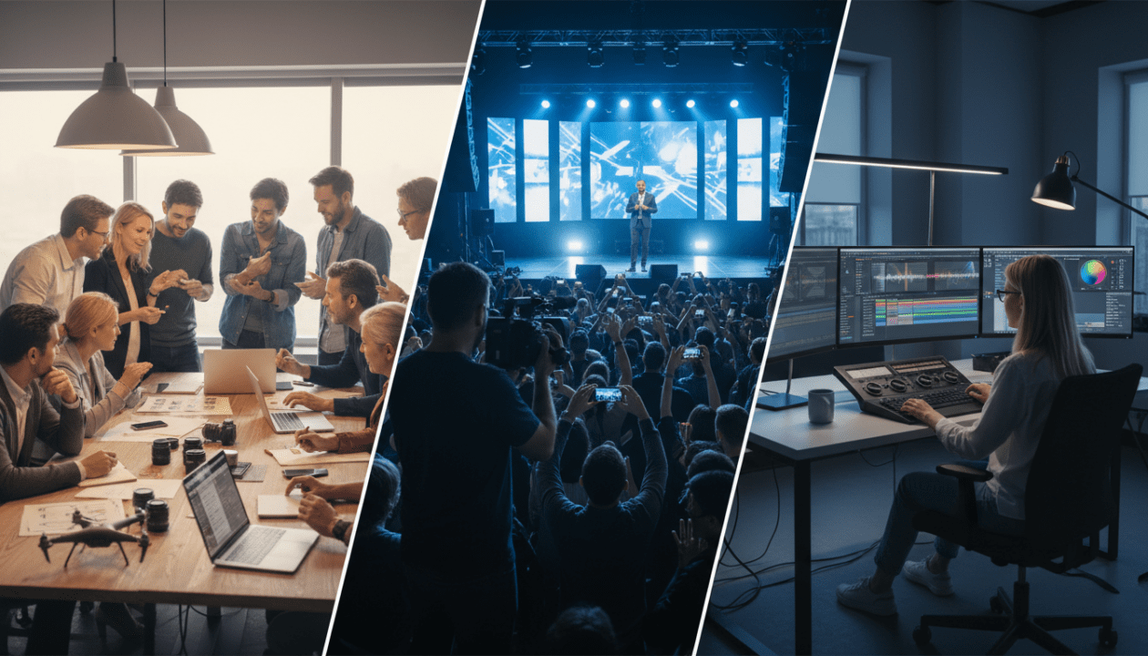 professionelle eventfilme und veranstaltungsvideos: von der sorgfältigen planung über die kreative umsetzung bis zur effektiven nachbereitung für unvergessliche momente.